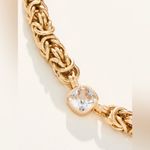 Anthropologie Gold Woven Metal Chain Necklace with Cubic Zirconia By  NWT Photo 3