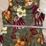 Vintage Hanes Collection Floral Rayon Dress Made in USA Olive Tropical XL 90s Tan Photo 6