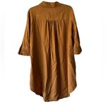 Sancia Salome Blouse Buttown Down Top Gold Tan High Low Shirt Medium Photo 2
