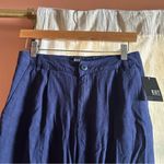 Kut From The Kloth Pippa Pleat Linen Trouser Wide Leg Pants Navy Blue NWT Size 0 Photo 2