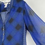 Halo Boho Sheer Top Blue Mixed Pattern High Low Long Sleeve Whimsical Size M Size M Photo 3