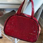 Red Travel Cosmetic Bag Alligator Skin Look Makeup Purse Photo 10