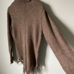 Classic Alpaca Brown Turtleneck Sweater Fringe Cable Knit 100% Alpaca Size Large Photo 3
