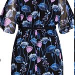 City Chic Wrap Vine Mini Flutter Sleeve Belted Dress: Black Waterlily Vine Photo 10