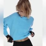 ZARA  Women's Soft Bright Blue Knit Cropped Sweater NWT Photo 4