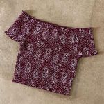 PacSun floral burgundy off the shoulder top Photo 0
