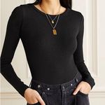 AGOLDE  Leila black micro ribbed long sleeve bodysuit Photo 0