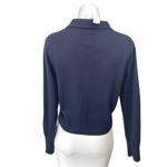 NEW J.Crew Women's Blue Featherweight Cashmere Long Sleeve Crop Polo Shirt Top L Size L Photo 1