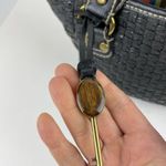 Fossil Modern Vintage Raffia Black Rattan Leather Woven Satchel Shoulder Bag Key Photo 2