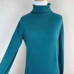 Title Nine Sweater Dress Small Teal Synergy Striped Mockneck Long Sleeve Stretch Photo 2