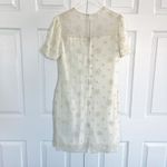 Night Vogue Vintage Ivory Silk Floral Beaded Sheath Dress White Size M Photo 7