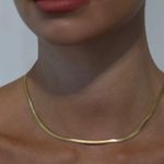 Gold Snake Chain Necklace, Herringbone Necklace Photo 0