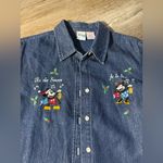 Disney Mickey Denim Sparkle Tis The Season Christmas Button Up Shirt Blue Size M Photo 4