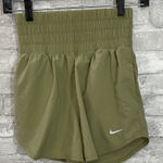 Nike  One Dri-FIT Ultra High-Waisted 3-inch brief-lined shorts in an olive green Photo 0
