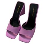 Azalea Wang Lilac Faux Snakeskin Block Heel Mules Square Toe Sandals 9 Triangle Purple Photo 1