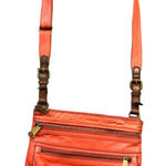 Fossil  Explorer Crossbody‎ Bag Orange Pebbled Leather Zip Top Purse Pockets FLAW Photo 0