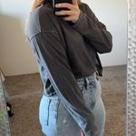 Aerie  Lightweight Long Sleeve Gray Cropped High Neck Shirt Size Small Photo 2