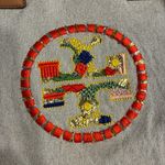 Tory Burch Ella Canvas Embroidered Leather Beige Tote Bag Photo 4