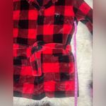 PINK - Victoria's Secret Victoria's Secret Pink Bling Plaid Fleece Hooded Robe Red/Black/Silver Dog XS Photo 8