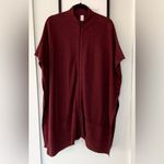 Lululemon Call Me Cozy Burgundy Full Zip Cotton Yak Blend Knit Wrap Poncho OSFA Photo 3