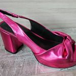 Kenneth Cole Reaction Rylee Hot Pink Metallic Slingback Platform Sandals Size 8. Photo 5