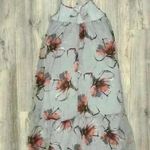 Pinkblush NWT  Maternity Maxi Dress Sleeveless Grey Floral Sheer Overlay Size L Photo 2