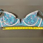 Zaful Bikini Floral Blue Ditsy Ruffle Underwire top hi leg bottom Size Medium Photo 5