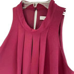 Dark Magenta Sleeveless Pleated Shift Dress Red Photo 1