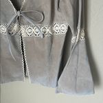 Me Jane  suede leather y2k boho crocheted lace bell sleeve top Photo 2