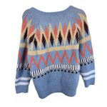 Cache Cache Aztec Colorful Tight Knit Fuzzy Cozy Pullover Sweater Size L Blue Size M Photo 1