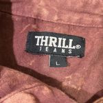 Thrill Jeans Denim Button Shirt Womens L Brown Acid Wash Distressed Western Boho Size L Photo 5