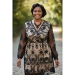 EillyBazar‎ 3XL Black Lace Overlay Beige Lined Dress Victorian Vibes Whimsigoth Tan Size undefined Photo 2