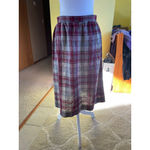 Women's Maroon Grey Plaid Midi Skirt Small Gray Photo 1