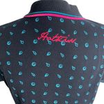 Hot Kiss  Short Sleeve Polo Shirt S Black Blue Embroidered Buttons Collared Photo 5