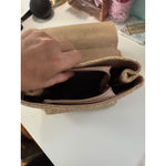 Woven Straw Backpack Beige Faux‎ Leather Trim Buckle Closure Casual Travel Tan Photo 4