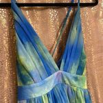 Luxxel blue green tie dye watercolor maxi dress, NWT Photo 3