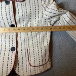 Talbots  Blazer Suit Jacket Womens 4 Cream Ivory Blue‎ Stripe Stretch Spandex NEW Photo 6