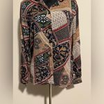 EUC Lucia Brown and Blue abstract pattern button down dress shirt size medium Photo 3