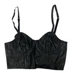 Nanette Lepore Lamour Faux Vegan Leather Black Bralette Sz M Photo 0