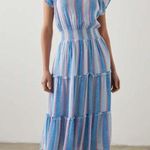 Rails  Amellia Tiered Midi Dress Kona Stripe Blue Summer Patriotic Euro Vacation Photo 3