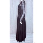 Vintage Ted lapidus long sleeve beaded sequin maxi dress silk 16 evening gown Black Photo 12