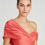Theia Daniela Asymmetric Draped Satin Dress Orange Size 4 Photo 4