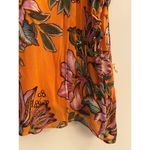 Farm Rio  Adonis Pintucked Blouse No Tie Orange Pink Floral Flutter Sleeve GUC S Photo 4