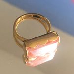 Handcrafted 18kt 925 vermeil strawberry quartz ring 8.5 Gold Photo 2