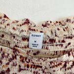 Old Navy NEW NWT Smocked Bodice Tie Dye Top Cream Beige Burgundy Short Sleeve M Photo 6