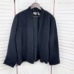 Chico's  Textured Silk Mandarin Collar Open Front Bomber Jacket Black Large 12 Photo 6