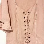 SCARLET DARKNESS XL Pink Victorian Short Sleeve Shirt Steampunk Lace Up Corset Photo 1