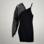 ASOS  Black One Shoulder Mesh Sleeve Bodycon Mini Dress US 4 EU 36(E19) Photo 1