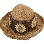 Women's Crochet Bucket Hat One Size Women's Brown Woven Sun Hat Photo 0