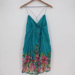 Energie  Turquoise Floral Sundress Spaghetti Strap Smocked Back Knee Length XL Photo 4